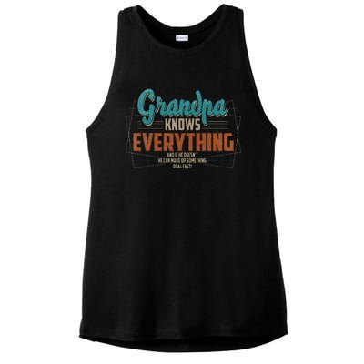 Grandpa Knows Everything For Fathers Day Ladies PosiCharge Tri-Blend Wicking Tank