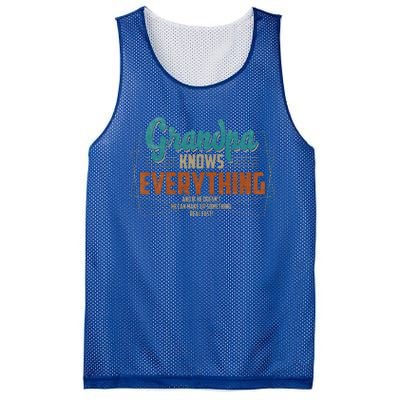 Grandpa Knows Everything For Fathers Day Mesh Reversible Basketball Jersey Tank