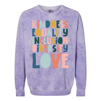 Groovy Kindness Equality Inclusion Diversity Love Teachers Colorblast Crewneck Sweatshirt