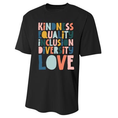 Groovy Kindness Equality Inclusion Diversity Love Teachers Performance Sprint T-Shirt