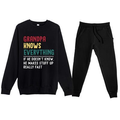 Grandpa Know Everything FatherS Day Gift For Funny Grandpa Gift Premium Crewneck Sweatsuit Set