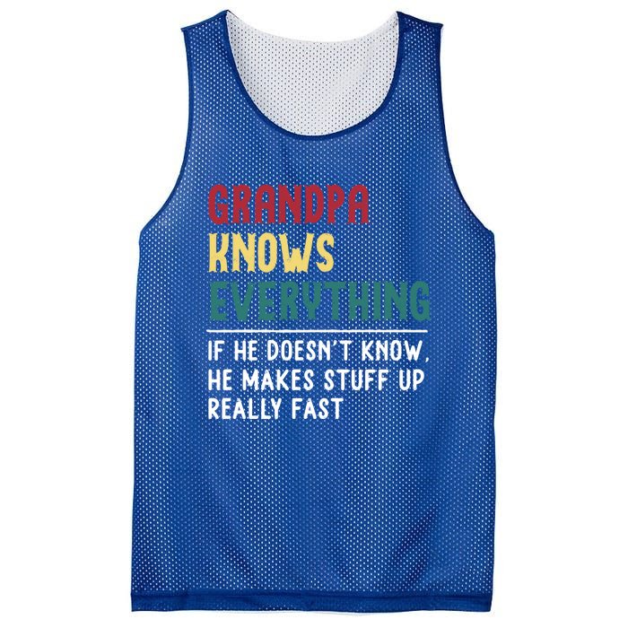 Grandpa Know Everything FatherS Day Gift For Funny Grandpa Gift Mesh Reversible Basketball Jersey Tank