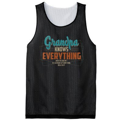 Grandpa Knows Everything For Fathers Day Mesh Reversible Basketball Jersey Tank