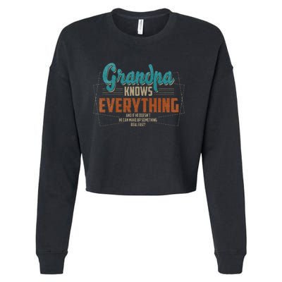 Grandpa Knows Everything For Fathers Day Cropped Pullover Crew