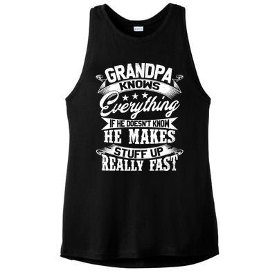 Grandpa Knows Everything Funny Gift For Father's Day Ladies PosiCharge Tri-Blend Wicking Tank