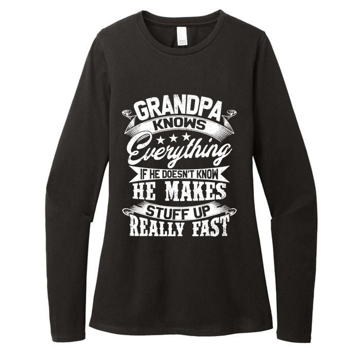 Grandpa Knows Everything Funny Gift For Father's Day Womens CVC Long Sleeve Shirt