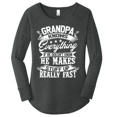 Grandpa Knows Everything Funny Gift For Father's Day Women's Perfect Tri Tunic Long Sleeve Shirt