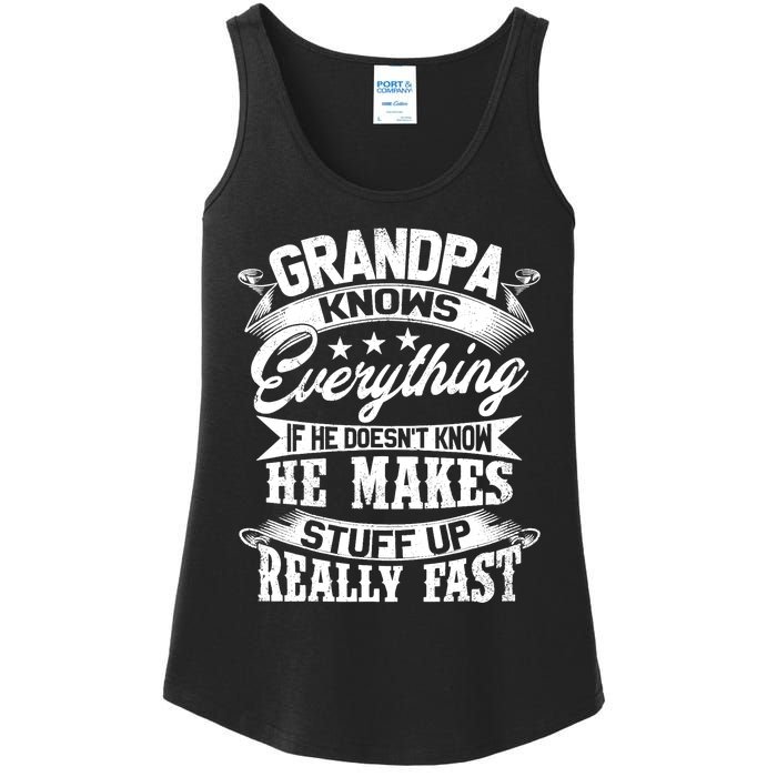 Grandpa Knows Everything Funny Gift For Father's Day Ladies Essential Tank