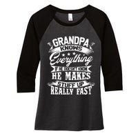 Grandpa Knows Everything Funny Gift For Father's Day Women's Tri-Blend 3/4-Sleeve Raglan Shirt