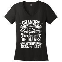 Grandpa Knows Everything Funny Gift For Father's Day Women's V-Neck T-Shirt