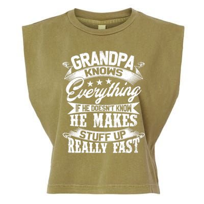 Grandpa Knows Everything Funny Gift For Father's Day Garment-Dyed Women's Muscle Tee