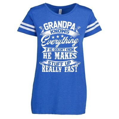 Grandpa Knows Everything Funny Gift For Father's Day Enza Ladies Jersey Football T-Shirt