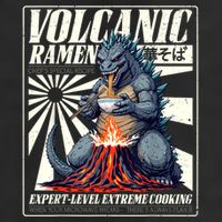 Giant Kaiju Eating Japanese Ramen Monster Lover Birthday 7 Panel Mesh Trucker Snapback Hat