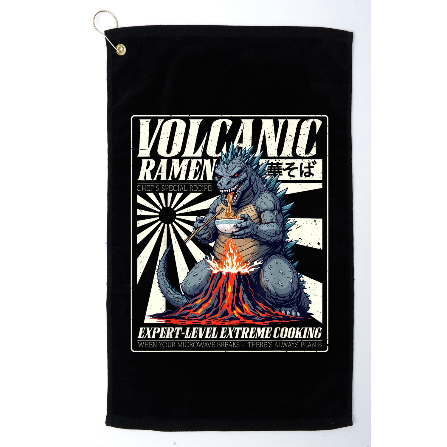 Giant Kaiju Eating Japanese Ramen Monster Lover Birthday Golf Towel