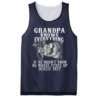 Grandpa Knows Everything If He Doesn’t Know Funny Father Day Mesh Reversible Basketball Jersey Tank