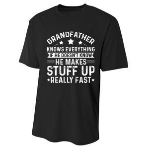 Grandfather Knows Everything Humorous Quote Performance Sprint T-Shirt