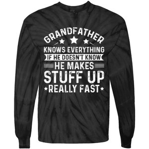 Grandfather Knows Everything Humorous Quote Tie-Dye Long Sleeve Shirt