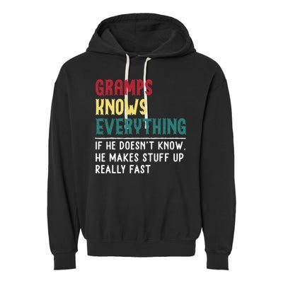 Gramps Know Everything Fathers Day for funny grandpa Gramps Garment-Dyed Fleece Hoodie
