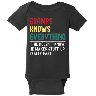 Gramps Know Everything Fathers Day for funny grandpa Gramps Baby Bodysuit