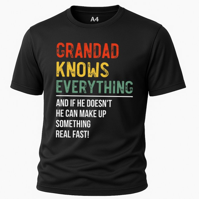 Grandad Knows Everything Father's Day Grandad Cooling Performance Crew T-Shirt