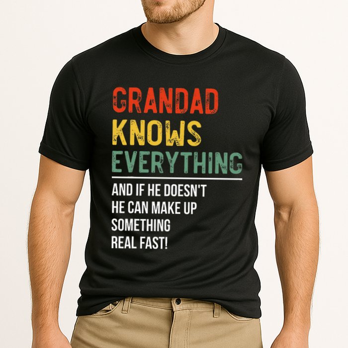 Grandad Knows Everything Father's Day Grandad Cooling Performance Crew T-Shirt