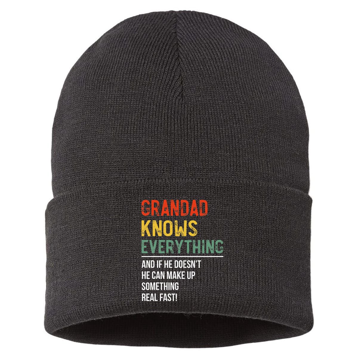 Grandad Knows Everything Father's Day Grandad Sustainable Knit Beanie