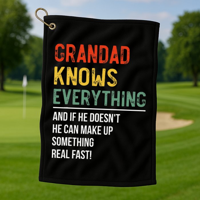 Grandad Knows Everything Father's Day Grandad Golf Towel