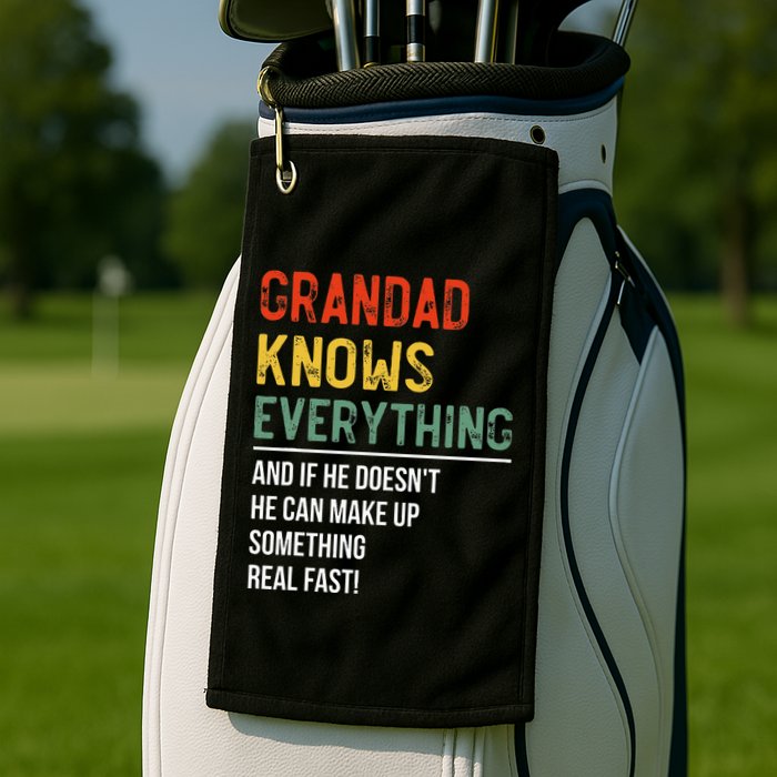 Grandad Knows Everything Father's Day Grandad Golf Towel