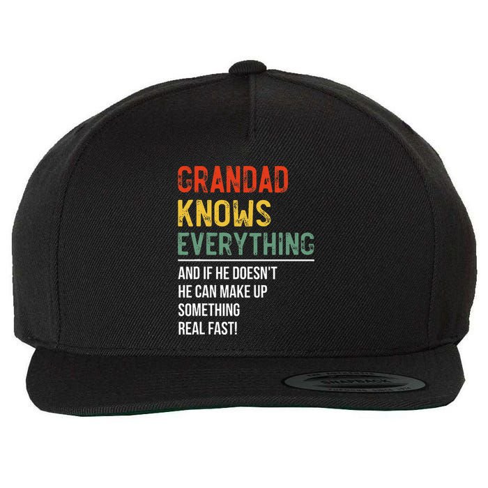 Grandad Knows Everything Father's Day Grandad Wool Snapback Cap