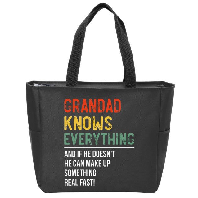 Grandad Knows Everything Father's Day Grandad Zip Tote Bag
