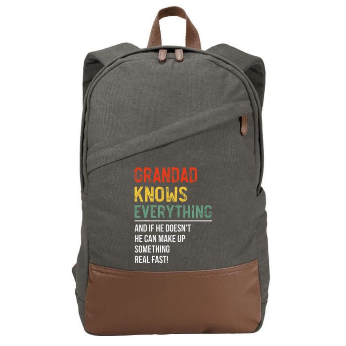 Grandad Knows Everything Father's Day Grandad Cotton Canvas Backpack