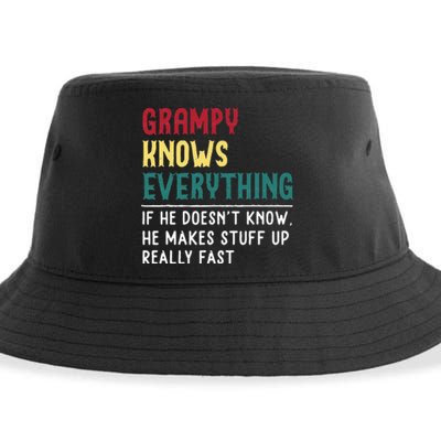 Grampy Know Everything Fathers Day For Funny Grandpa Grampy Sustainable Bucket Hat