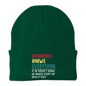 Granddad Know Everything Fathers Day For Funny Granddad Knit Cap Winter Beanie