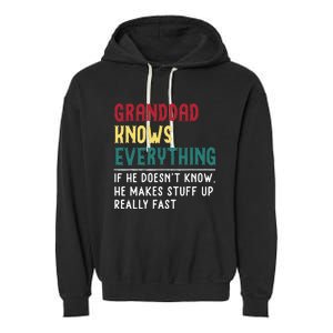 Granddad Know Everything Fathers Day For Funny Granddad Garment-Dyed Fleece Hoodie