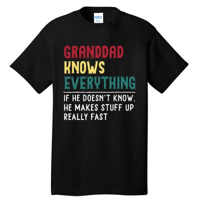 Granddad Know Everything Fathers Day For Funny Granddad Tall T-Shirt