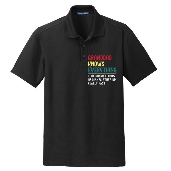 Granddad Know Everything Fathers Day For Funny Granddad Dry Zone Grid Polo