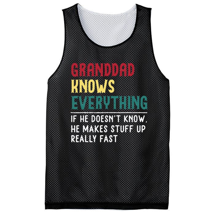 Granddad Know Everything Fathers Day For Funny Granddad Mesh Reversible Basketball Jersey Tank