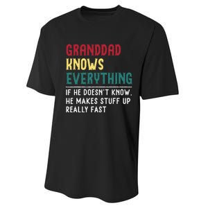 Granddad Know Everything Fathers Day For Funny Granddad Performance Sprint T-Shirt