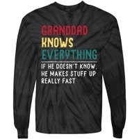 Granddad Know Everything Fathers Day For Funny Granddad Tie-Dye Long Sleeve Shirt