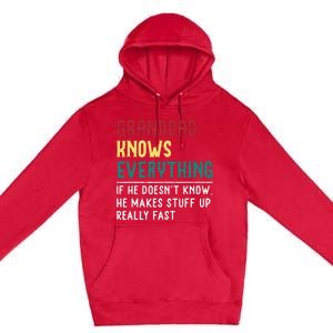 Granddad Know Everything Fathers Day For Funny Granddad Premium Pullover Hoodie