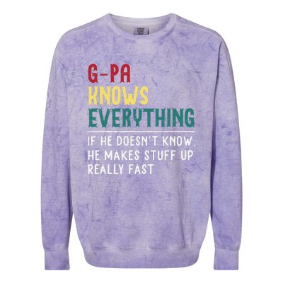 Gpa Know Everything Funny Fathers Day Gift For Grandfather Colorblast Crewneck Sweatshirt