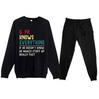 Gpa Know Everything Funny Fathers Day Gift For Grandfather Premium Crewneck Sweatsuit Set