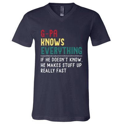 Gpa Know Everything Funny Fathers Day Gift For Grandfather V-Neck T-Shirt