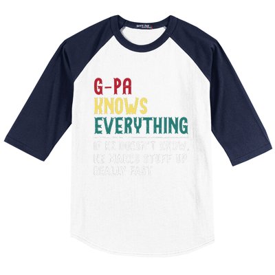 Gpa Know Everything Funny Fathers Day Gift For Grandfather Baseball Sleeve Shirt