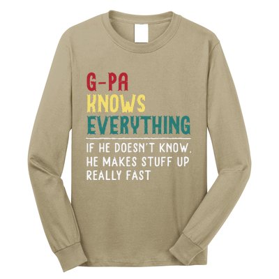 Gpa Know Everything Funny Fathers Day Gift For Grandfather Long Sleeve Shirt