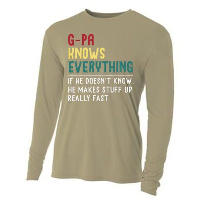 Gpa Know Everything Funny Fathers Day Gift For Grandfather Cooling Performance Long Sleeve Crew