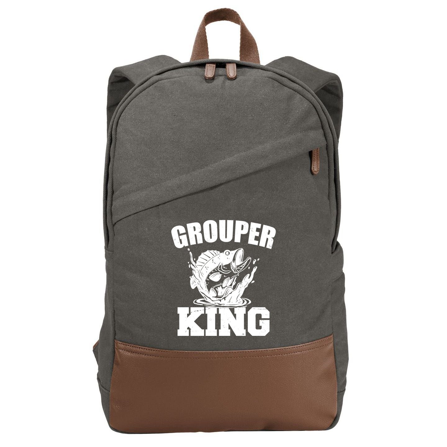 Grouper King Fishing Cotton Canvas Backpack