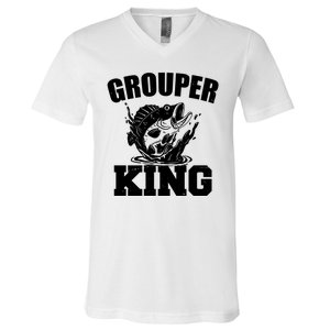 Grouper King Fishing V-Neck T-Shirt