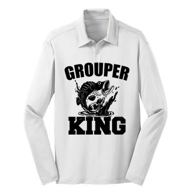 Grouper King Fishing Silk Touch Performance Long Sleeve Polo