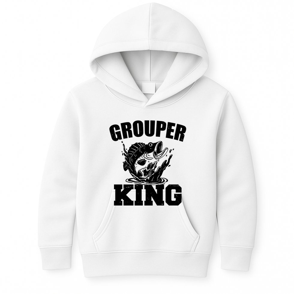 Grouper King Fishing Kids Hoodie